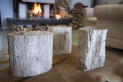 Tavolo d'appoggio contemporaneo - Unik - in legno fossilizzato / quadrato / per hotel