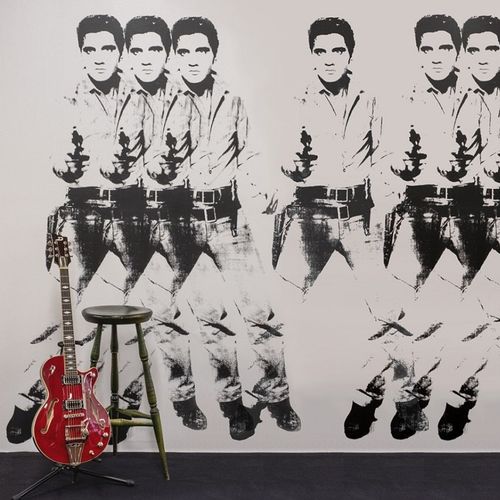 Carta da parati contemporanea - ELVIS - FLAVOR PAPER - in tessuto / a motivi / nera