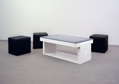 Tavolo da lavoro contemporaneo - MULTITOUCH - WAVEinside - in vetro / in calcestruzzo / con supporto in metallo