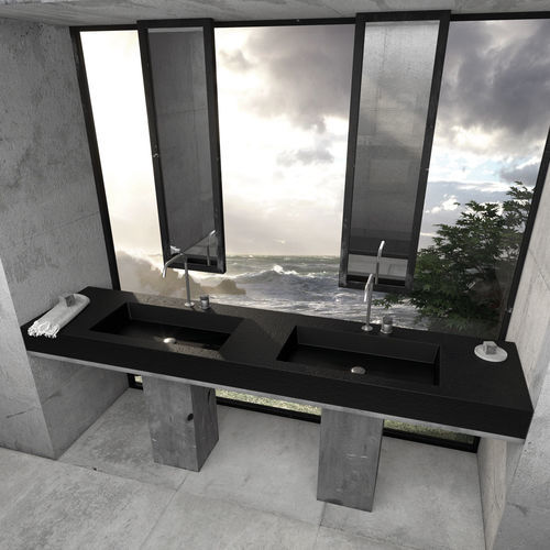 Piano lavabo doppio - Frame XL - QUARE DESIGN - in resina / su misura / ad uso professionale