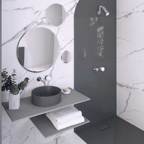 Piano lavabo in resina - Modern - QUARE DESIGN - su misura / ad uso professionale / con portasalviette integrato