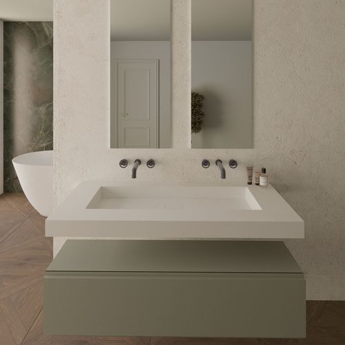 Piano lavabo in resina - Long Island - QUARE DESIGN - su misura / ad uso professionale