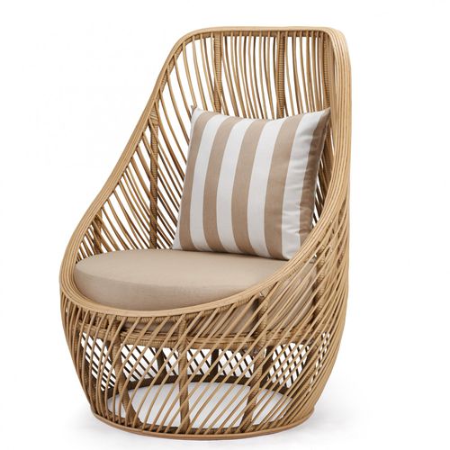 Poltrona contemporanea - TULIP : J11CH-0005 - Corner 43 Decor - in rattan / in alluminio / con schienale alto
