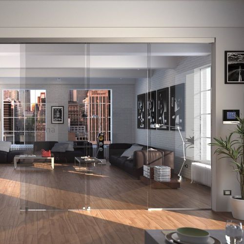 Sistema scorrevole per porta - ALUMINIUM - Logli Massimo Spa - per porta in vetro