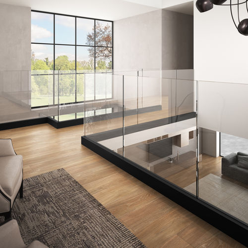 Parapetto in alluminio - DEFENDER 88 - Logli Massimo Spa - in vetro / pannelli in vetro / da esterno