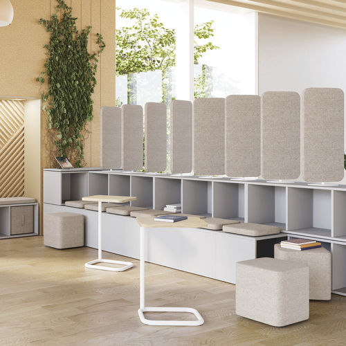 Pouf contemporaneo - OXO - Nowy Styl - in tessuto / in legno / quadrato