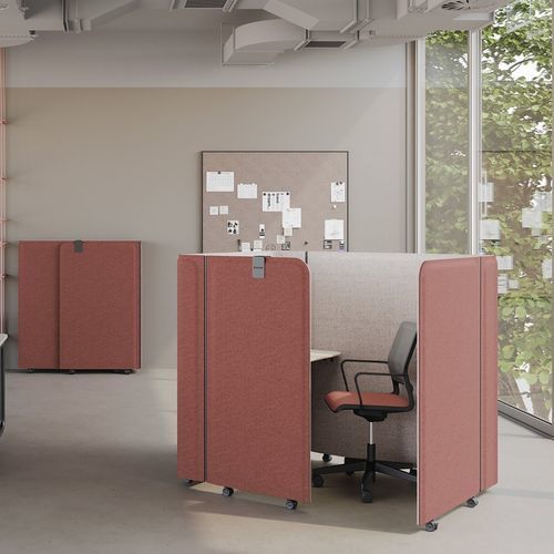 Isola di privacy per ufficio acustica - BRAINY - Nowy Styl - a 1 posto / in legno / in tessuto