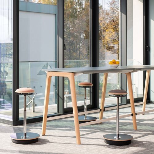 Sgabello da bar contemporaneo - BELISE - Nowy Styl - in legno / in tessuto / con supporto in metallo