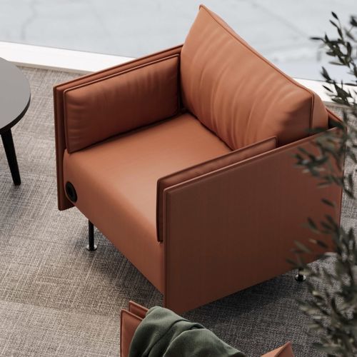 Poltrona design - CREVA - Nowy Styl - in tessuto / in metallo / con tavoletta