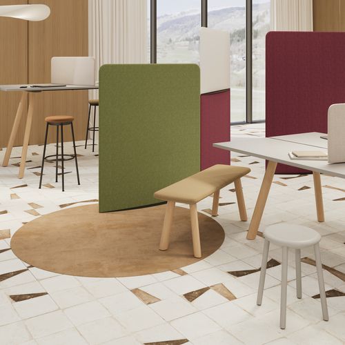 Separatore di spazi in legno - CREVA WALL - Nowy Styl - in tessuto / per ufficio / modulare