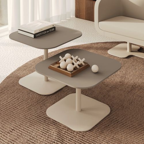 Tavolino basso contemporaneo - BOUND - Nowy Styl - in melaminico / con supporto in metallo / rettangolare