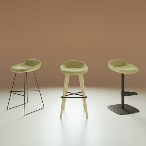 Sgabello da bar contemporaneo - LUPINO - Nowy Styl - in pelle / in tessuto / con supporto in legno