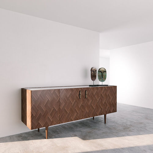 Credenza contemporanea - AFONSO - Larforma - impiallacciata in legno / in noce americano / in marmo