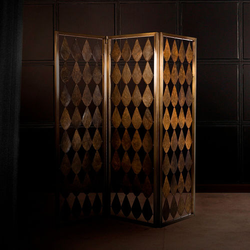 Paravento contemporaneo - FOGLIA - Larforma - in ottone / in pelle