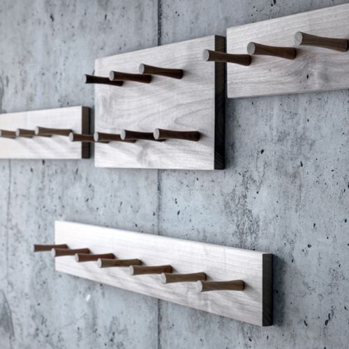 Appendiabiti a muro - PIOL - Fioroni Design - contemporaneo / in noce