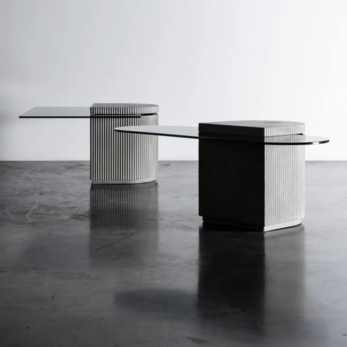 Tavolino basso contemporaneo - STRUT  - Lyon Béton - in vetro / in calcestruzzo fibrorinfrozato / con base in calcestruzzo fibrorinforzato