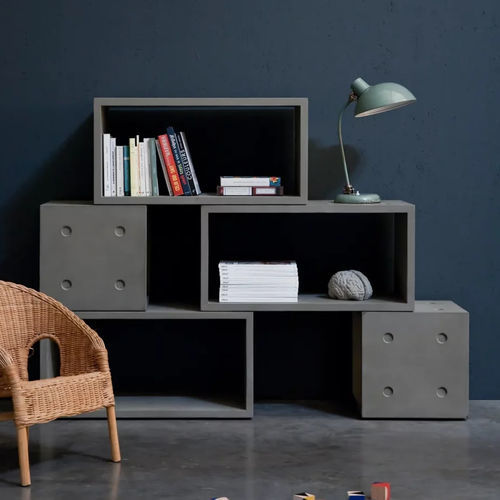 Mobile contenitore da pavimento - DICE - Lyon Béton - per biblioteca / per stoccaggio / per negozio di abbigliamento