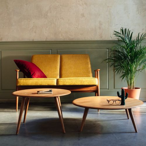 Tavolino basso contemporaneo - FOX - 366 Concept - in rovere / in legno massiccio / rotondo