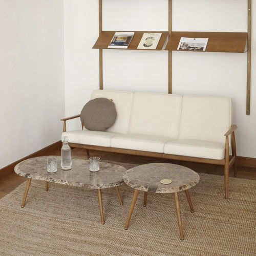 Tavolino basso contemporaneo - FOX LONG  - 366 Concept - in marmo / con supporto in legno massiccio / curvo