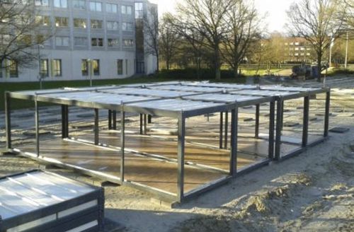 Tensostruttura su ossatura metallica - EMERGENCY SETTLEMENTS NL - APEC Smart Steel Structures - per tettoia / con membrana in PVC / per spazi pubblici