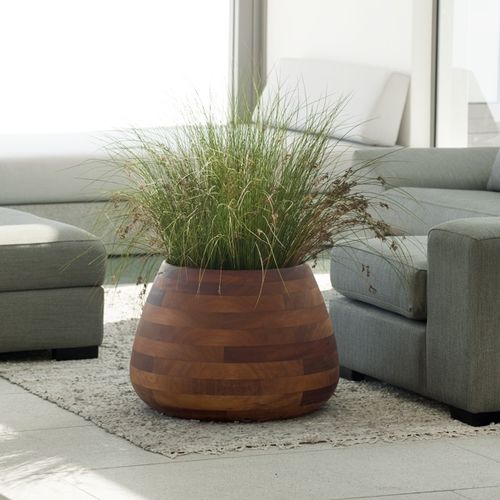 Fioriera in iroko - TUBER - Indigenus - rotonda / contemporanea / da interno