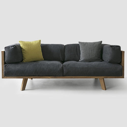 Divano contemporaneo - NUTSANDWOODS - in lino / in rovere / 2 posti