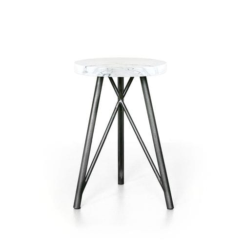 Sgabello contemporaneo - NUTSANDWOODS - in marmo / con supporto in acciaio / con 3 piedi