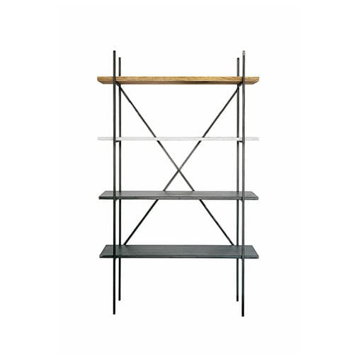 Scaffale contemporaneo - INDUSTRIAL - NUTSANDWOODS - in rovere / in ferro / in marmo
