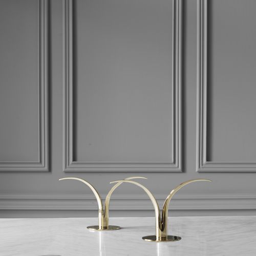Portacandela in ottone lucidato - THE LILY - SKULTUNA - in metallo argentato