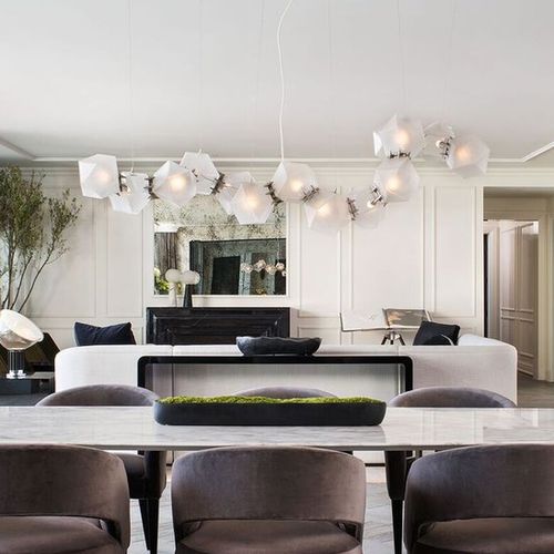 Lampadario design originale - WELLES GLASS - Gabriel Scott - in vetro soffiato / in acciaio / in nichel