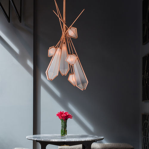Lampada a sospensione - HARLOW DRIED FLOWERS - Gabriel Scott - in metallo / in vetro soffiato / in alabastro