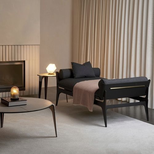 Dormeuse contemporanea - BOUDOIR  - Gabriel Scott - in tessuto / in pelle / in acciaio
