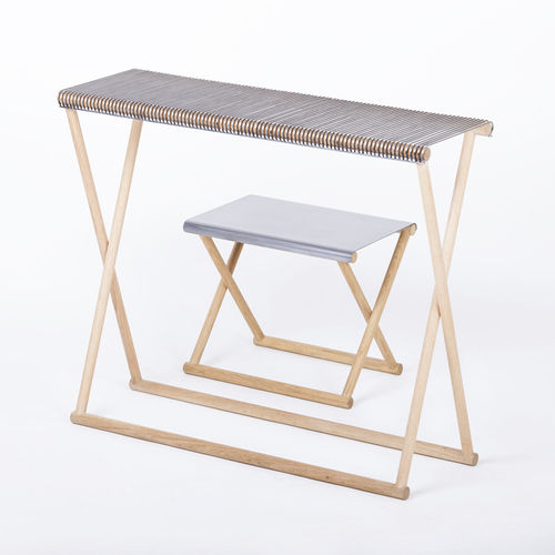Consolle contemporanea - TRESTLE - MINGARDO - in ottone / in rame / con supporto in quercia