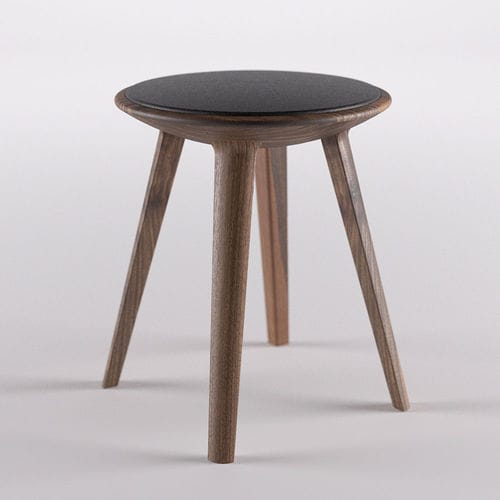 Sgabello contemporaneo - KALOTA - MITJA - in pelle / in legno massiccio / con supporto in legno massiccio