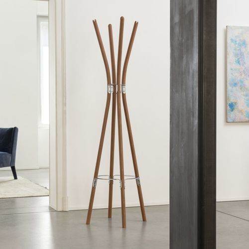 Appendiabiti da terra - Poêle Collection - ALESSI S.P.A. - contemporaneo / in metallo / in legno