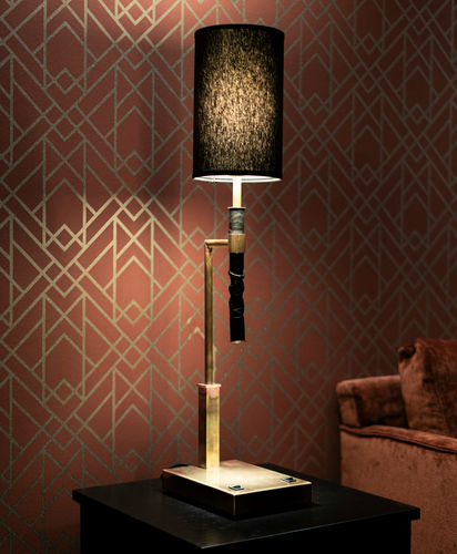 Lampada da comodino - Butler  - ORSJO - in pelle / classica / con cavo