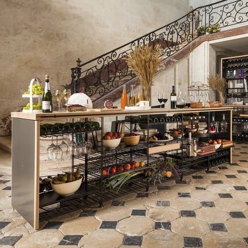 Bancone da bar - LARGE - L’Atelier du Vin - in legno massiccio / in metallo / dritto