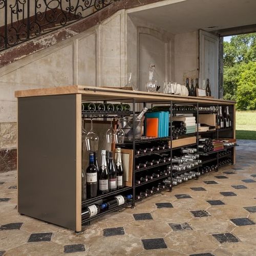 Bancone da bar - LARGE - L’Atelier du Vin - in faggio / in metallo / design originale