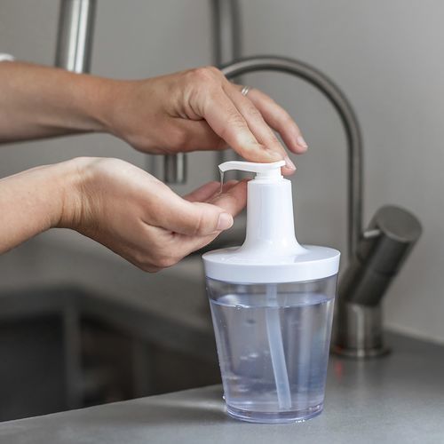 Distributore di sapone per uso residenziale - FLOW - Koziol - da appoggio / in plastica riciclata / manuale