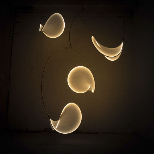 Lampada a sospensione - LLLL.02 - llll - in rame / in filo metallico / in tessuto