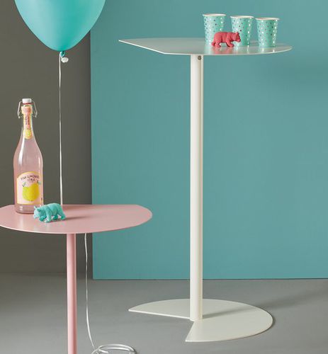 Tavolo alto contemporaneo - WAY - MEME DESIGN - in metallo / con supporto in metallo / a forma di D