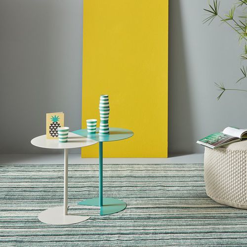 Tavolino basso contemporaneo - WAY - MEME DESIGN - in metallo / con supporto in metallo / a forma di D