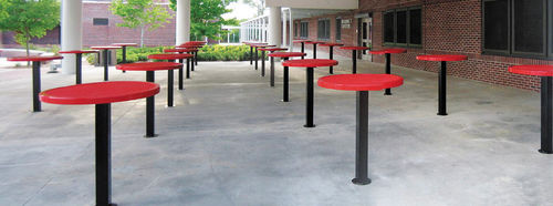 Tavolo alto contemporaneo - TALL FOOD COURT - Dero - in acciaio / quadrato / rotondo