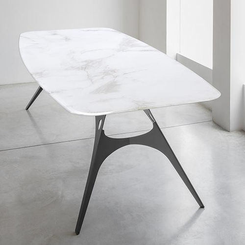Tavolo contemporaneo - EIFFEL - pezzani home collection - in vetro / in marmo / con supporto in lamiera di acciaio