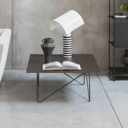 Tavolino basso contemporaneo - SHAPE - pezzani home collection - in laminato / con supporto in acciaio / rettangolare