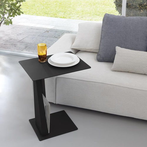 Tavolo d'appoggio contemporaneo - VOGUE - pezzani home collection - in acciaio / con supporto in acciaio / rettangolare