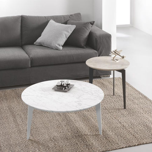 Tavolino basso contemporaneo - NORDIC - pezzani home collection - in vetro temprato / in marmo / con supporto in acciaio