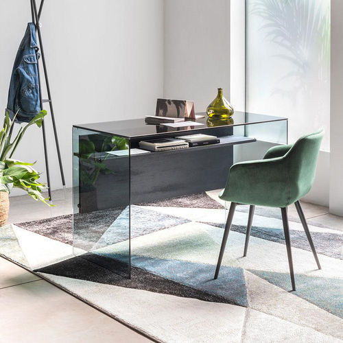 Scrivania da terra - SCRIBA NEW  - pezzani home collection - contemporanea / in vetro temprato / dritta
