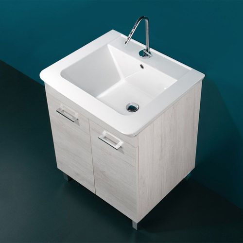 Mobile lavabo da appoggio - DEEP-60 - LMC srl - in ceramica / contemporaneo / con armadietto integrato