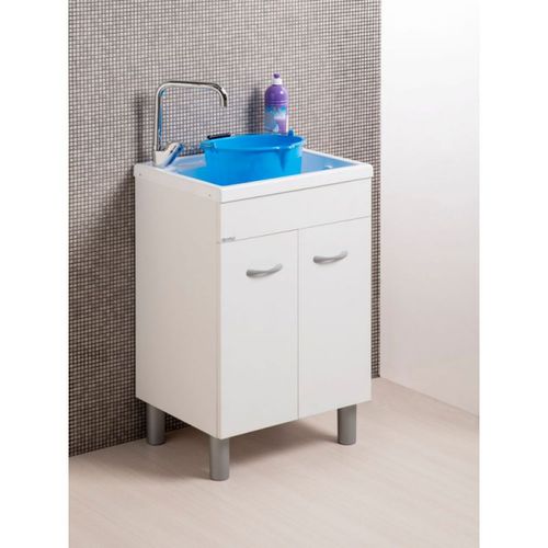 Lavabo per lavanderia autoportante - UNIKA-ABS-60-BIANCA - LMC srl - impiallacciato in legno / in ABS
